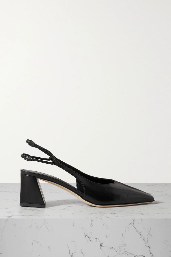 Polly Leather Slingback Pumps - Black