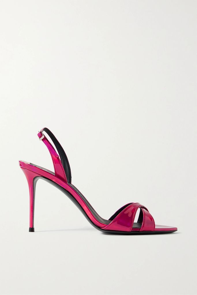 Clandestino Iridescent Glossed-leather Sandals - Pink