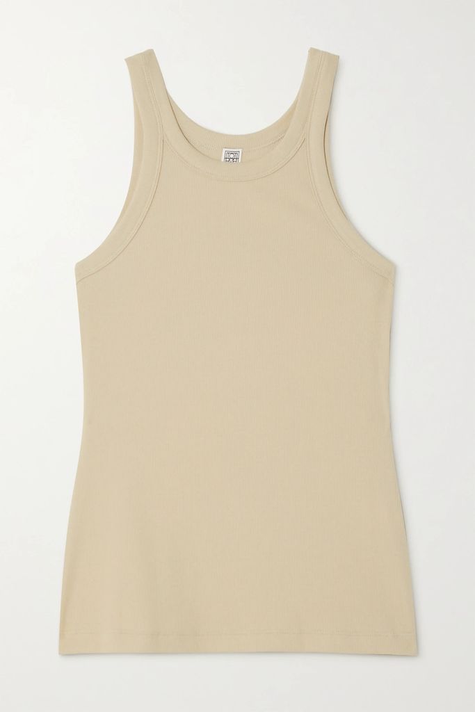 Curved Ribbed Organic Cotton-jersey Tank - Beige