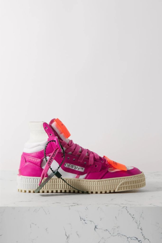 Off-court 3.0 Leather And Stretch-knit High-top Sneakers - Pink
