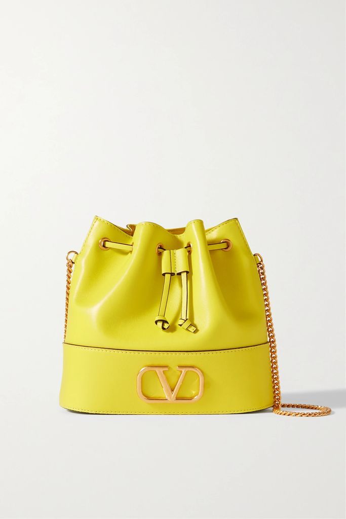 Valentino Garavani Vlogo Mini Leather Bucket Bag - Yellow