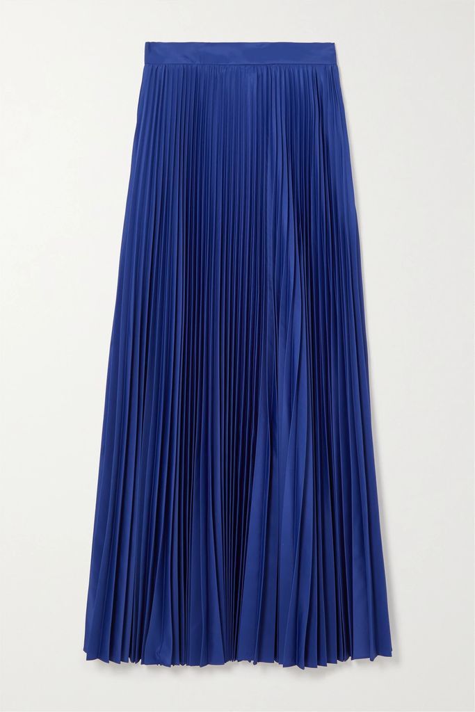 Calte Pleated Taffeta Maxi Skirt - Blue