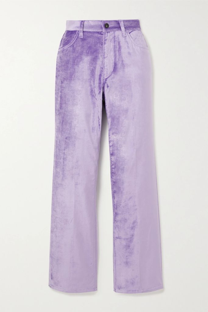 Jacey Cotton-blend Velvet Wide-leg Pants - Purple