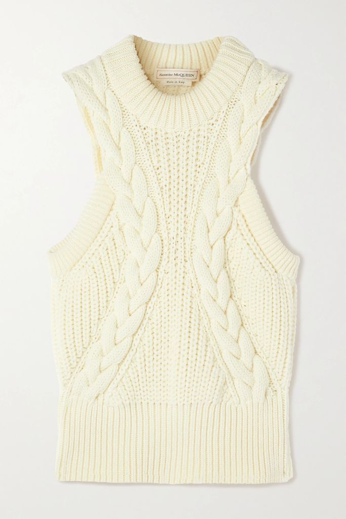 Cable-knit Wool Tank - White