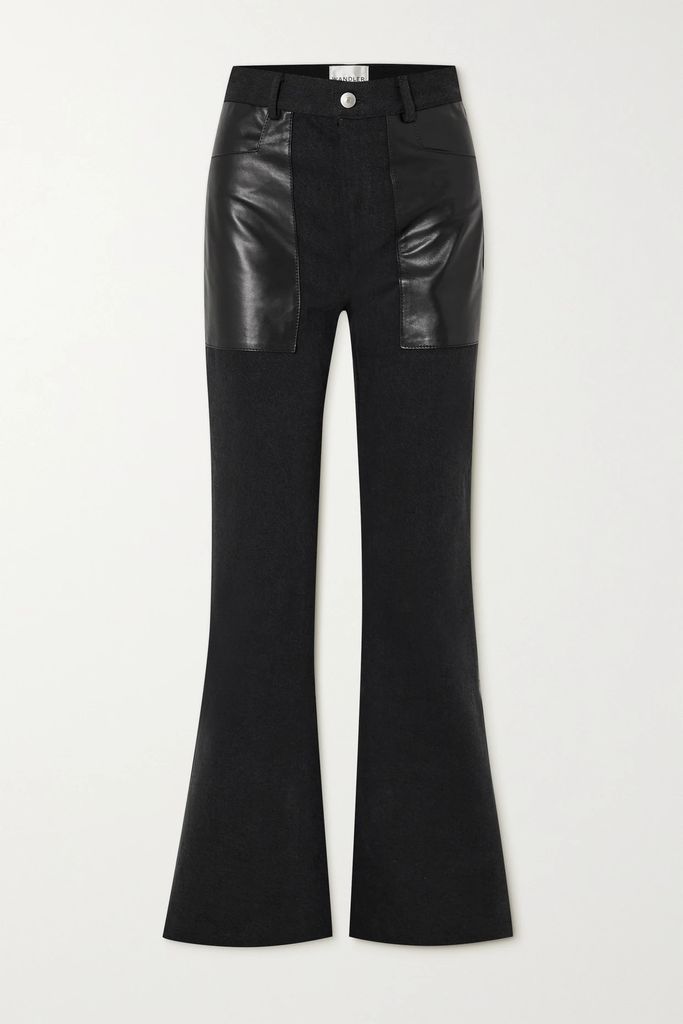 Daisy Leather-paneled High-rise Flared Jeans - Black