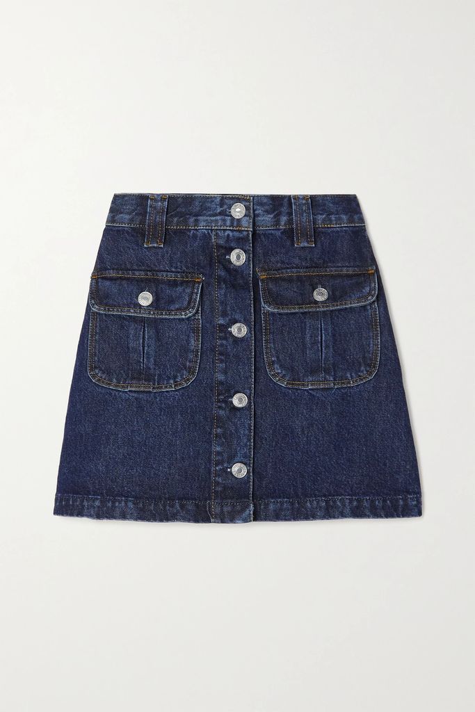 70s Denim Mini Skirt - Dark denim