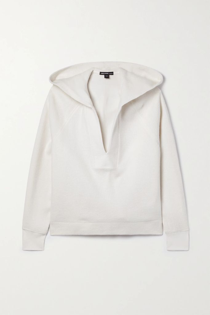 Waffle-knit Cotton And Cashmere-blend Hoodie - Off-white