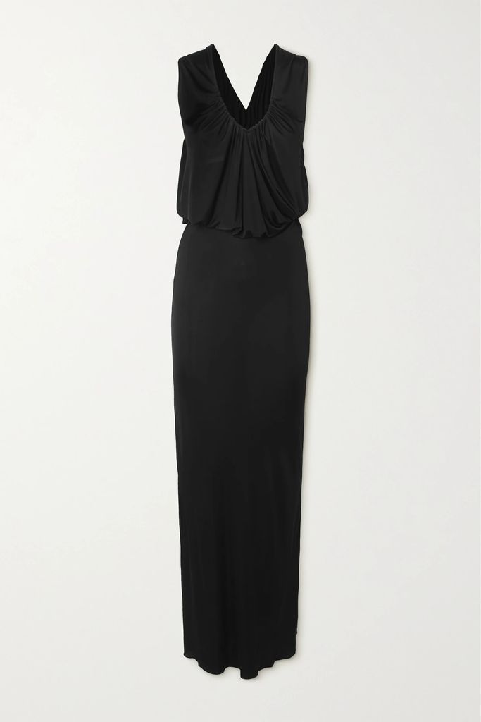 Gathered Jersey Gown - Black