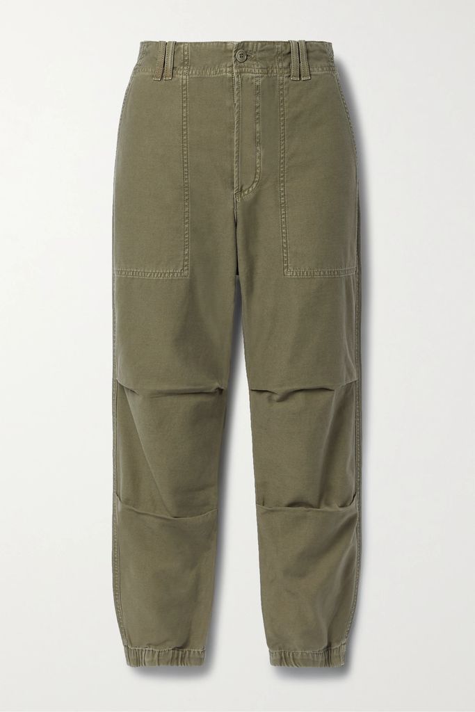 + Net Sustain Agni Cropped Cotton-twill Tapered Pants - Army green