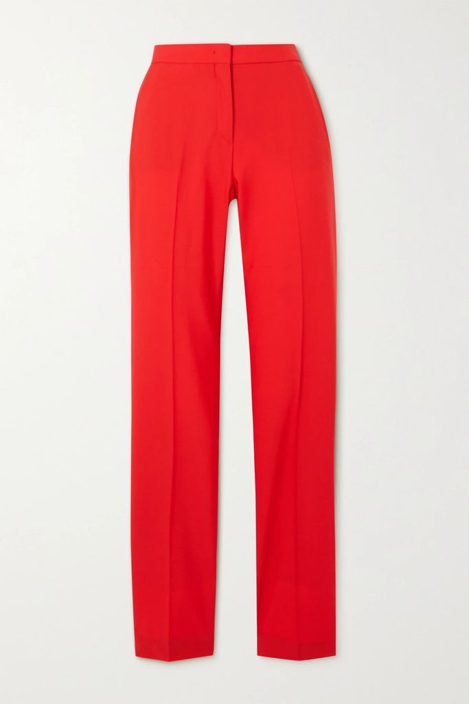 + Net Sustain Pleated Merino Wool-crepe Straight-leg Pants - Red