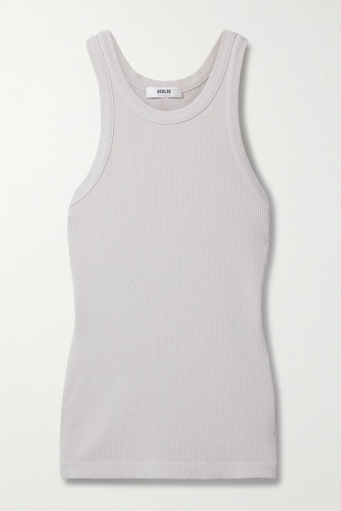 + Net Sustain Bailey Ribbed Stretch-lyocell And Cotton-blend Tank - Light gray