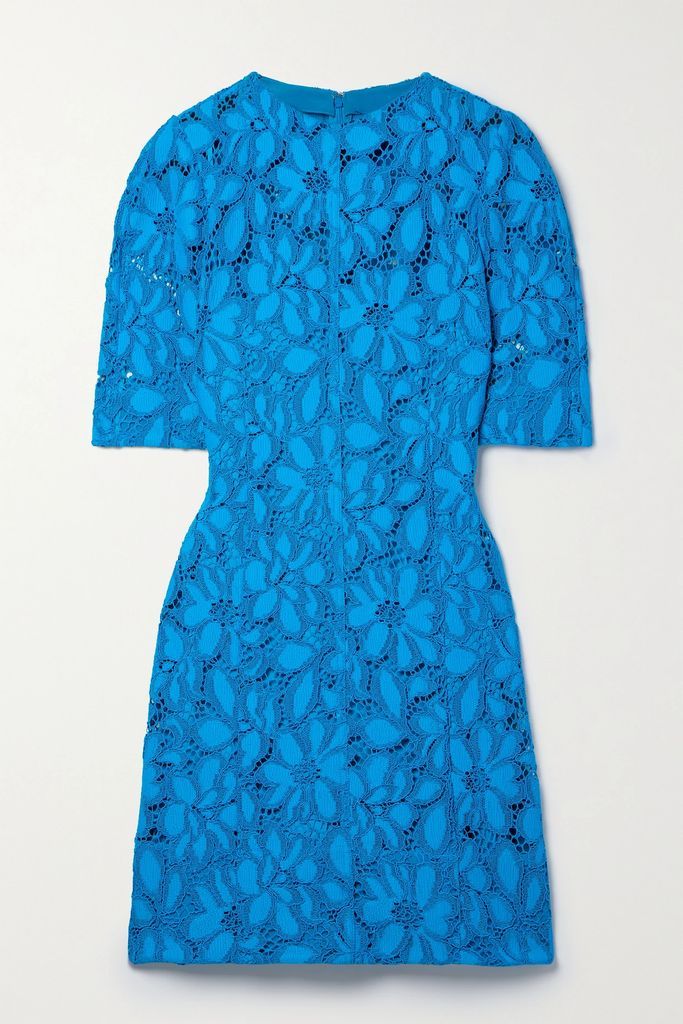 Corded Lace Mini Dress - Turquoise