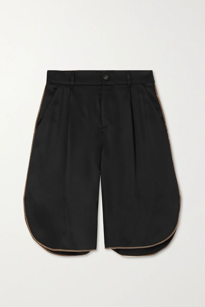 Embellished Satin Shorts - Black