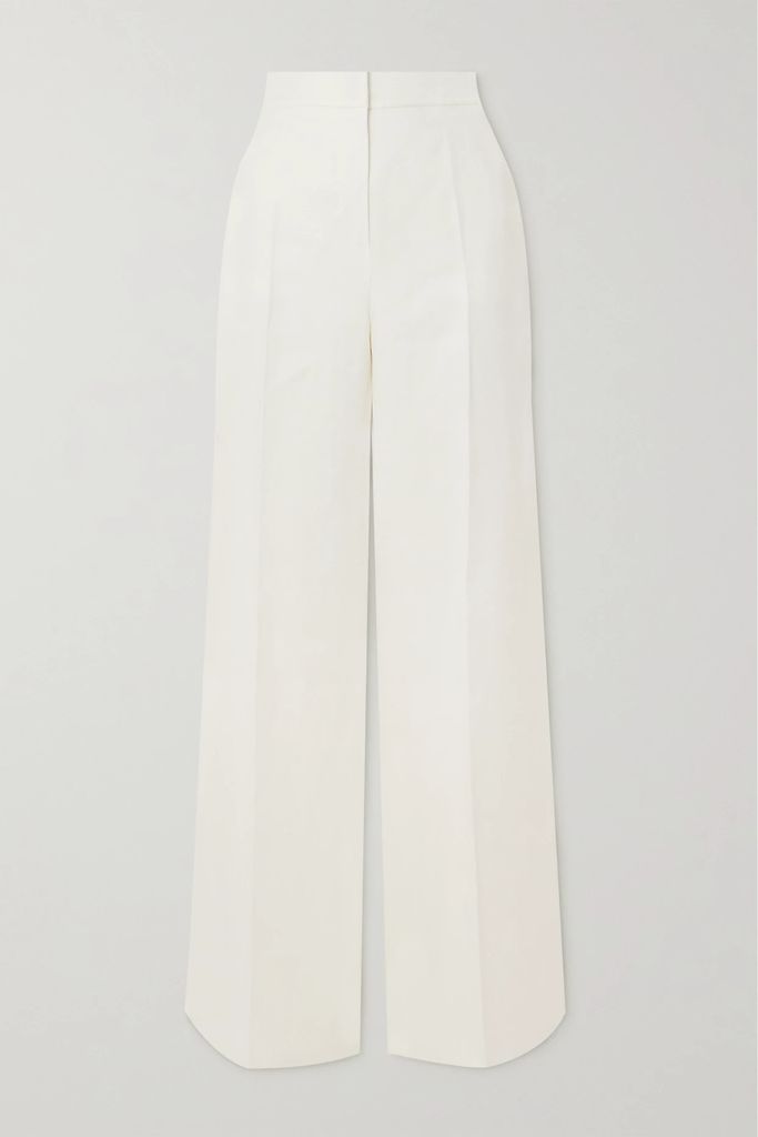 Brusson Pleated Linen Wide-leg Pants - White