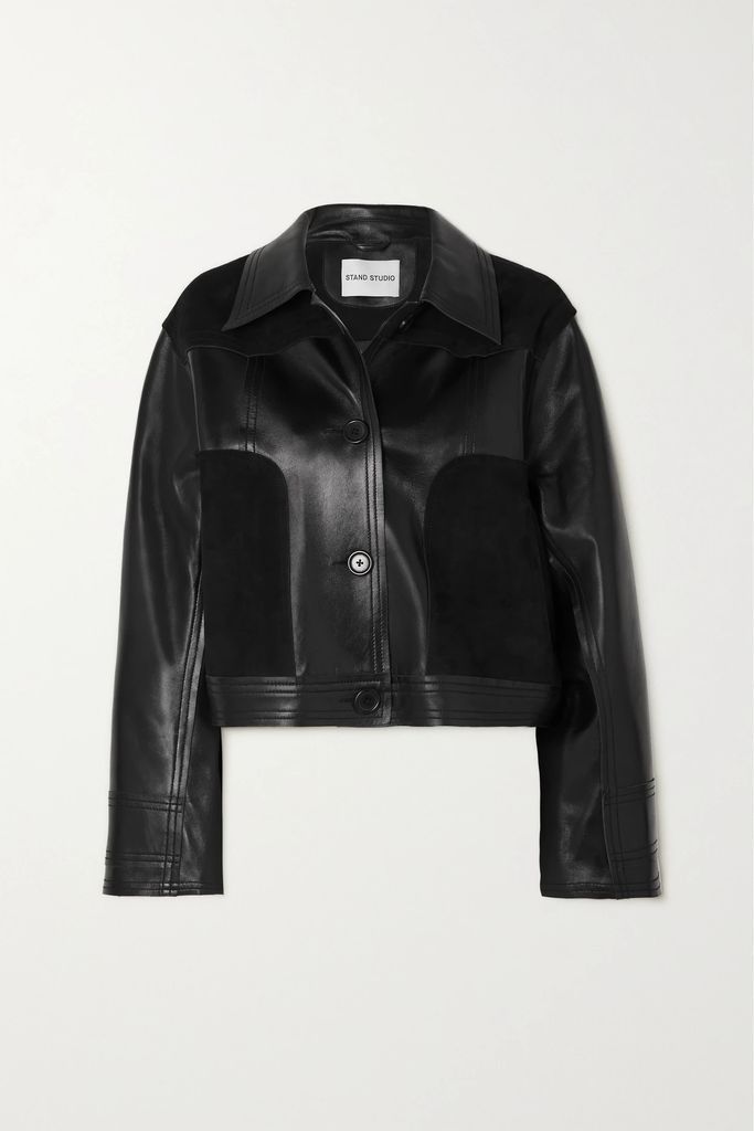 California Suede-paneled Leather Jacket - Black