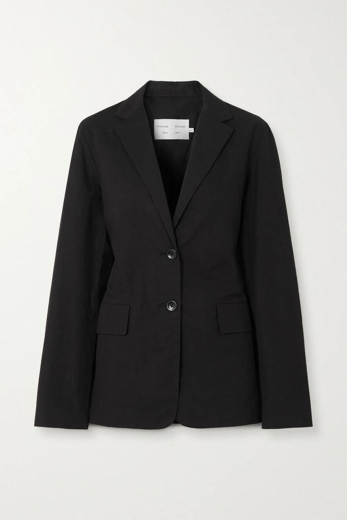 Belted Cotton And Linen-blend Blazer - Black