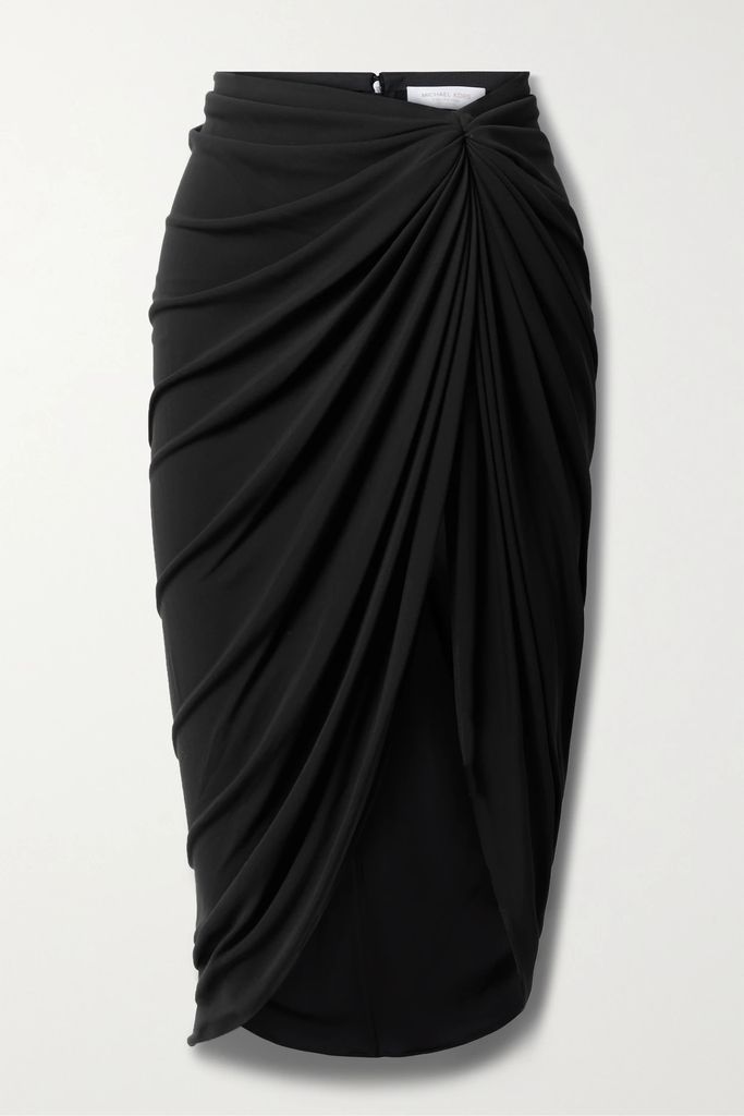 Gathered Draped Jersey Skirt - Black
