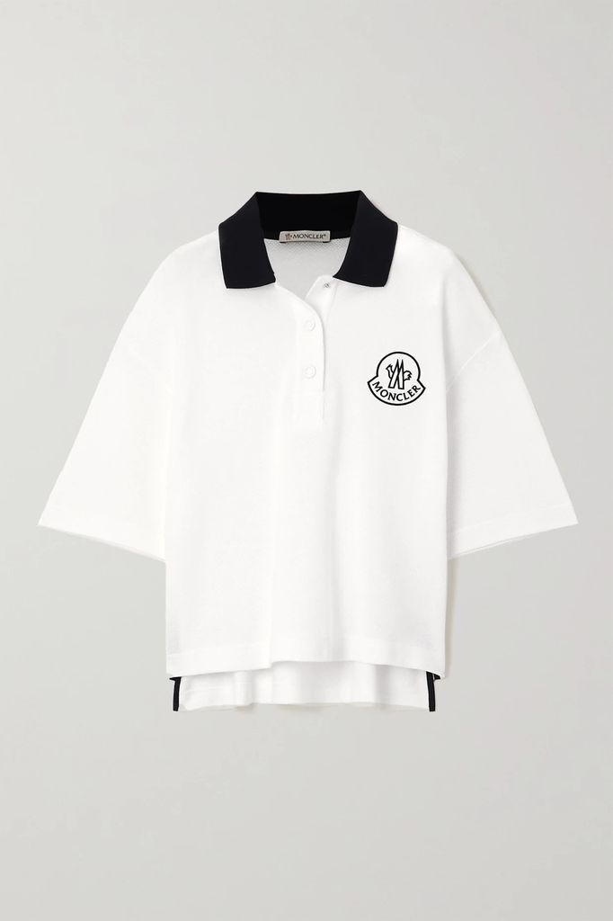 Appliquéd Cotton-piqué Polo Shirt - White