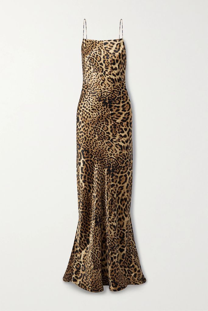 Elizabeth Open-back Leopard-print Silk-charmeuse Gown - Leopard print