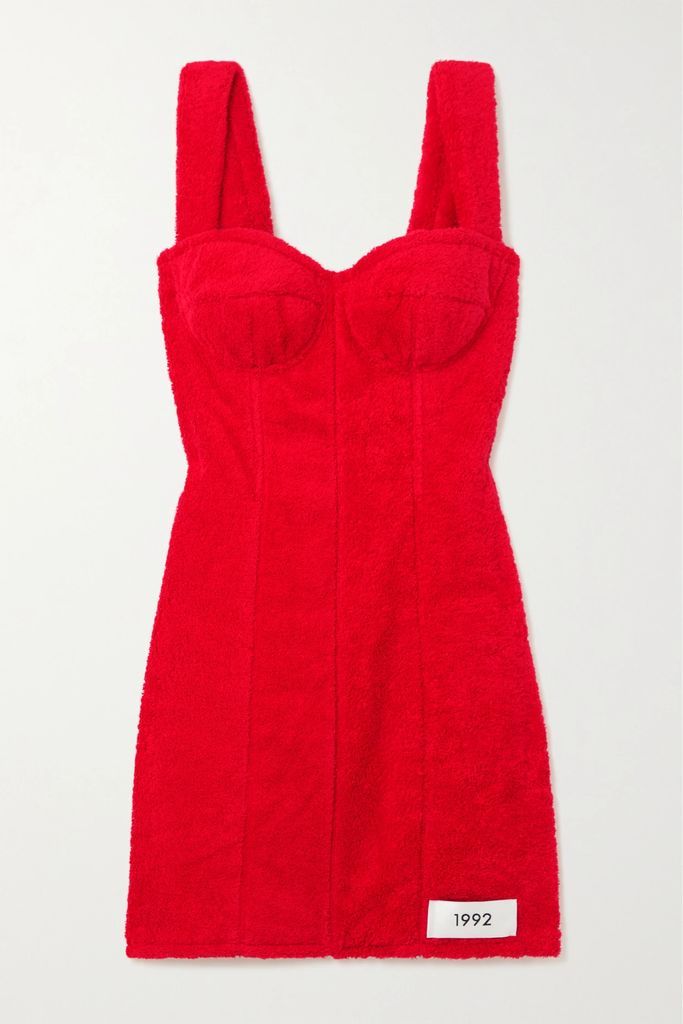 Cotton-terry Mini Dress - Red