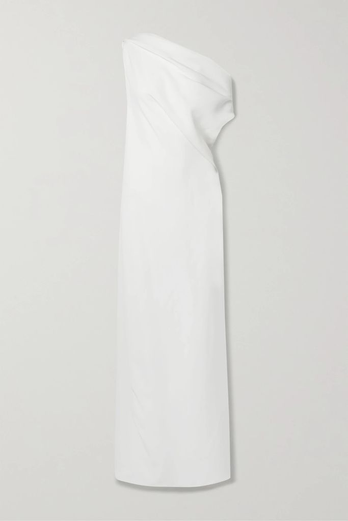 Bamaris One-shoulder Draped Silk-crepe Maxi Dress - White