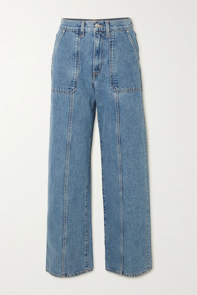 + Net Sustain Grace Paneled High-rise Wide-leg Cargo Jeans - Mid denim