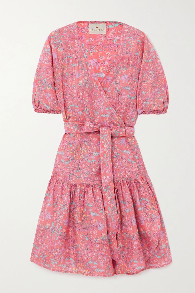 Elliana Floral-print Silk-habotai Mini Wrap Dress - Pink
