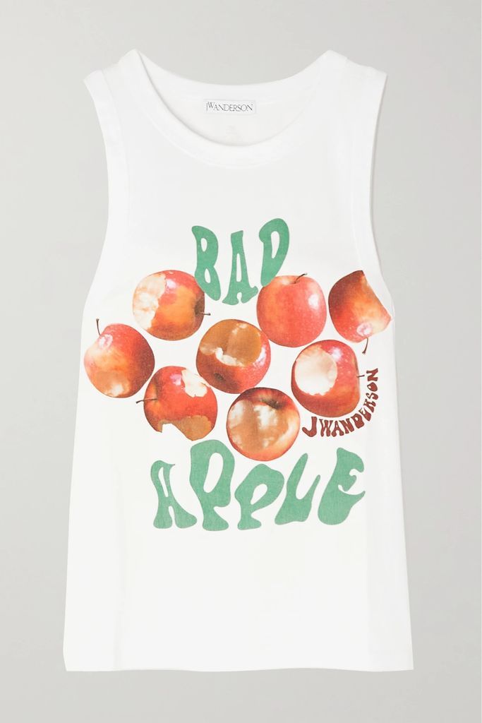 Bad Apple Printed Cotton-jersey Tank - White