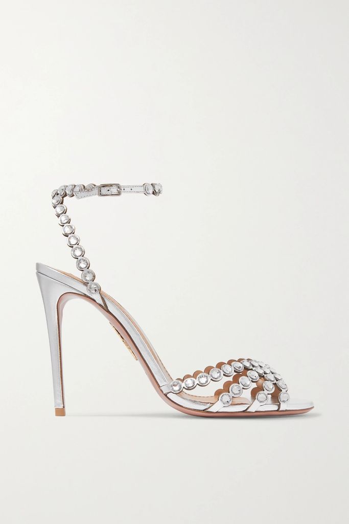 Tequila 105 Crystal-embellished Metallic Leather Sandals - Silver
