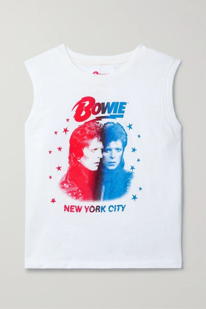+ Bowie® The Strong And Silent Type Printed Cotton-jersey Tank - White