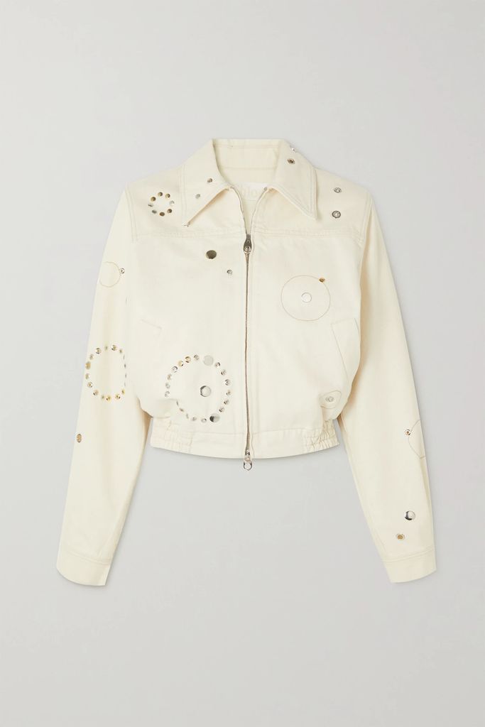 + Net Sustain Embellished Recycled Cotton And Hemp-blend Denim Jacket - White