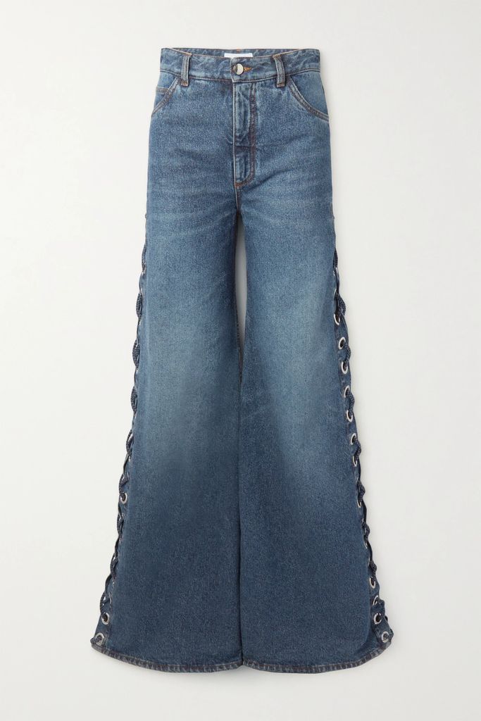 + Net Sustain Rave Eyelet-embellished High-rise Wide-leg Jeans - Blue