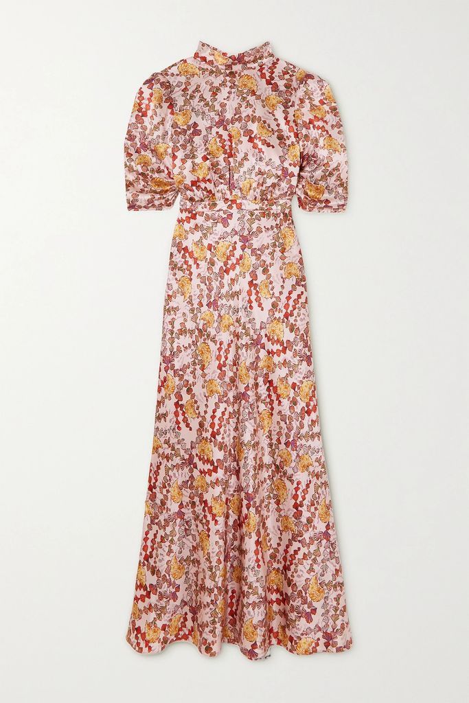 Adele Printed Silk-satin Maxi Dress - Blush