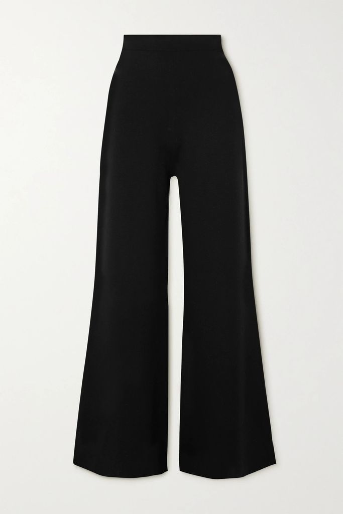 Adriana Merino Wool Wide-leg Pants - Black