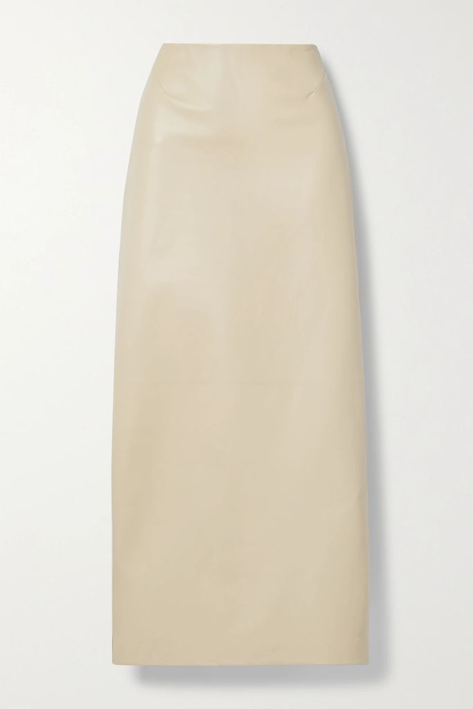 Berth Leather Maxi Skirt - Ivory
