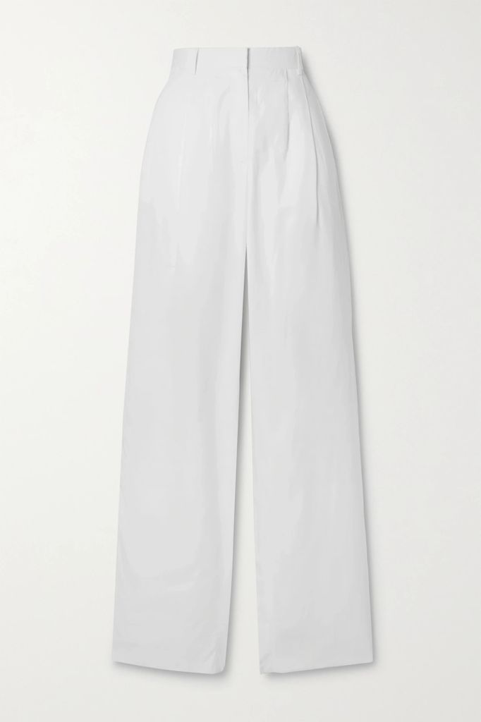 Bufus Pleated Cotton-poplin Straight-leg Pants - White