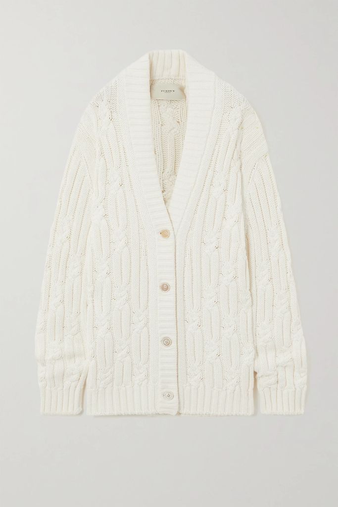 Cable-knit Cotton Cardigan - Ivory