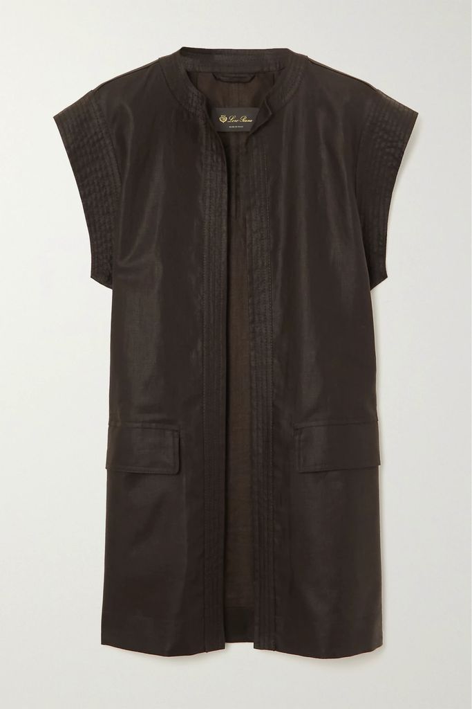 Coated Linen-canvas Gilet - Brown