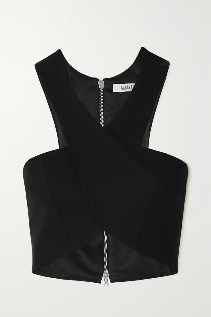 Cropped Wool-blend Halterneck Top - Black