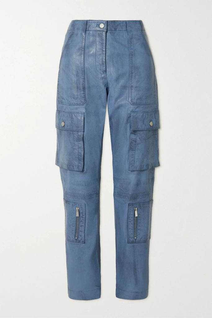Dagmar Leather Straight-leg Cargo Pants - Blue