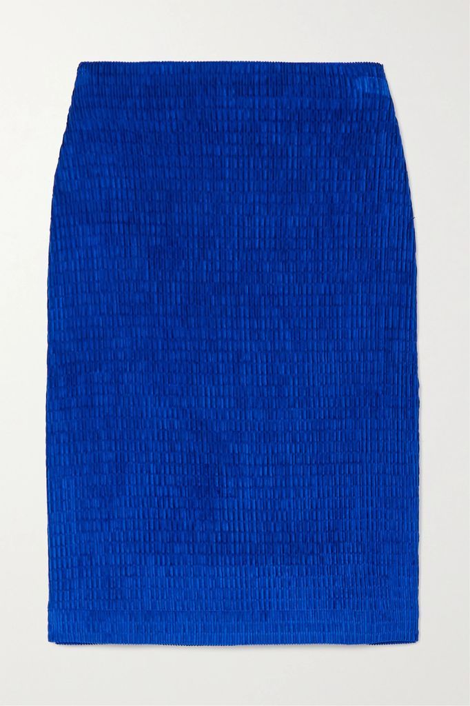 Emma Textured-velvet Skirt - Blue