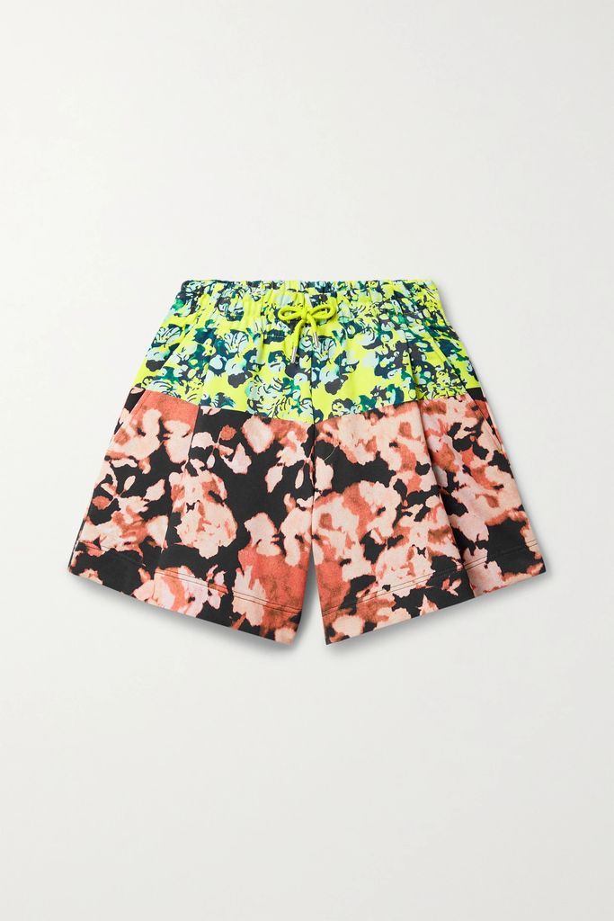 Floral-print Cotton-jersey Shorts - Green