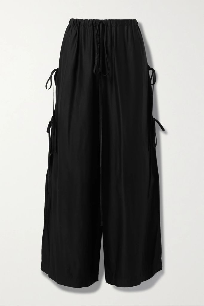 Forio Twill Wide-leg Pants - Black