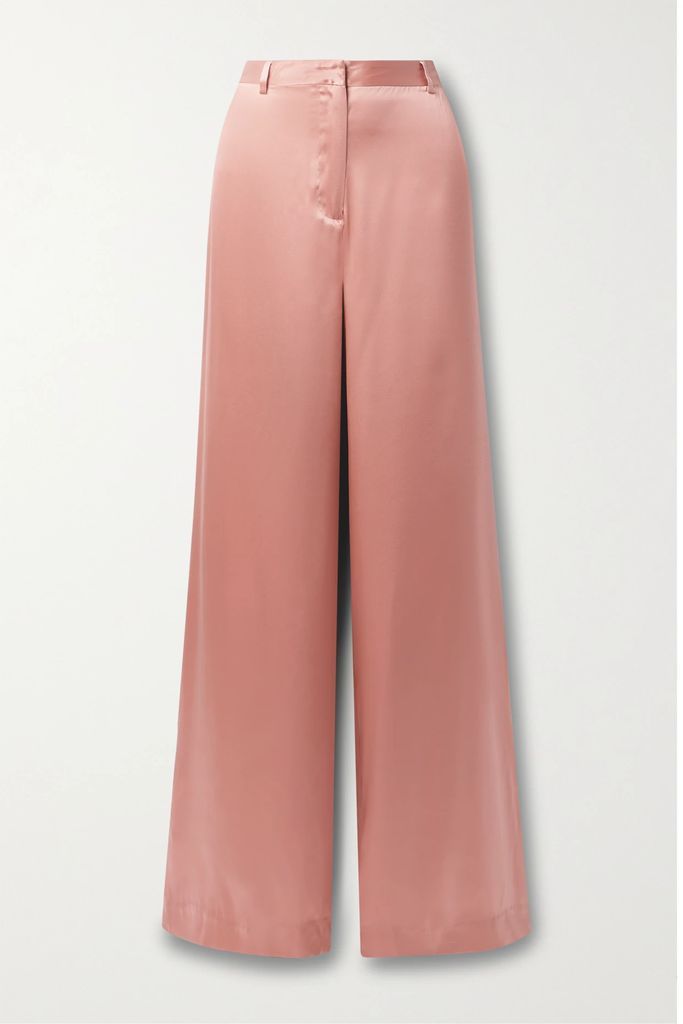 Gavin Silk-satin Wide-leg Pants - Pink