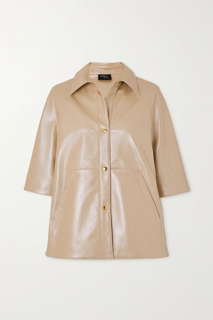 Gina Iridescent Leather Jacket - Neutral
