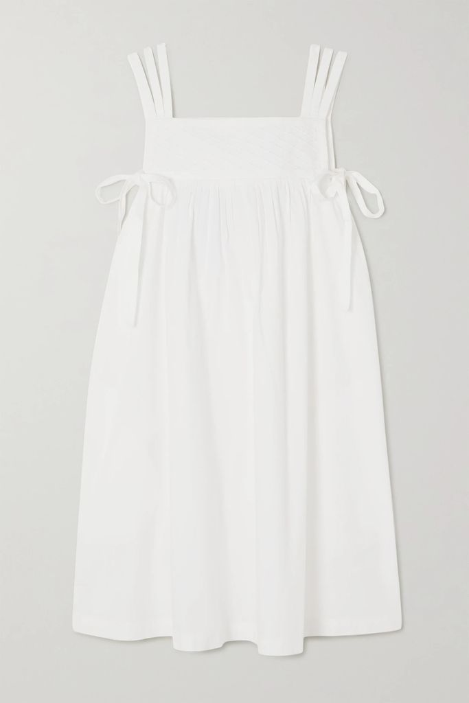 Haven Smocked Cotton-poplin Mini Dress - White