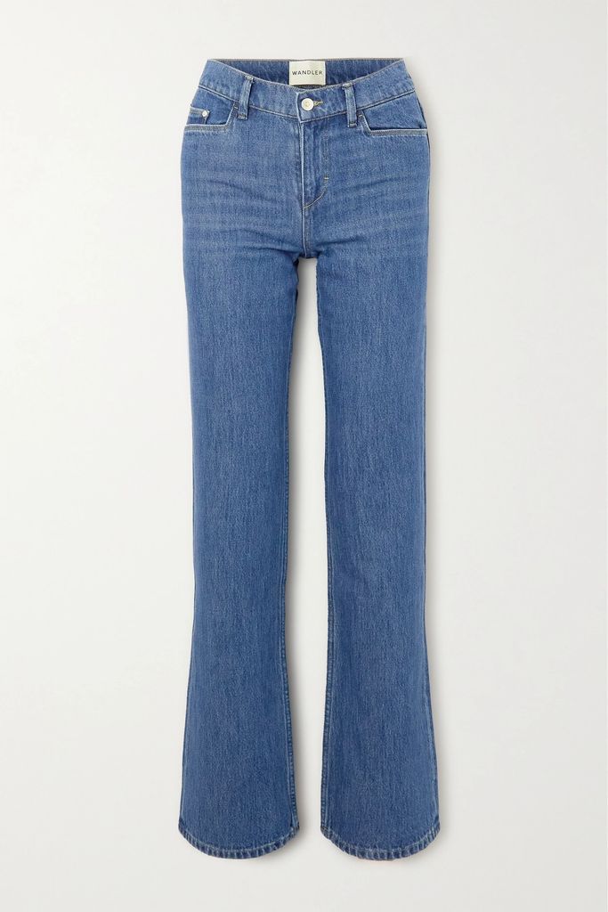 High-rise Organic Straight-leg Jeans - Mid denim