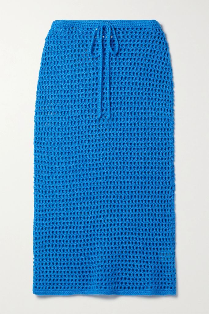 Iris Crocheted Cashmere Midi Skirt - Blue