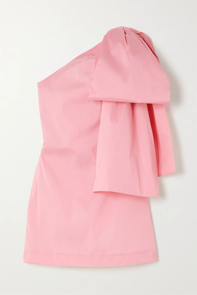 Josselin One-shoulder Bow-detailed Taffeta Mini Dress - Pastel pink