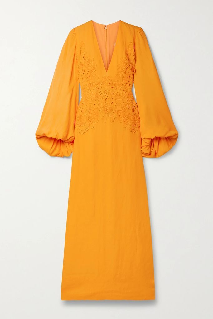 Katana Appliquéd Woven Gown - Orange